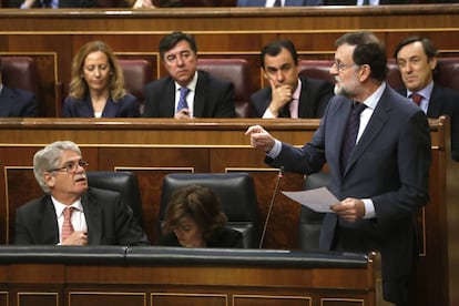 El presidente del Gobierno, Mariano Rajoy, en la sesión de control.