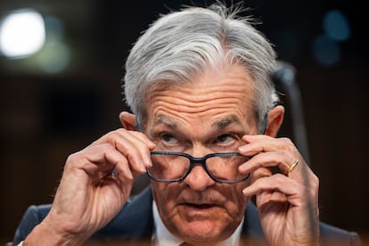 El presidente de la Reserva Federal, Jerome Powell, en la comisión bancaria del Senado.