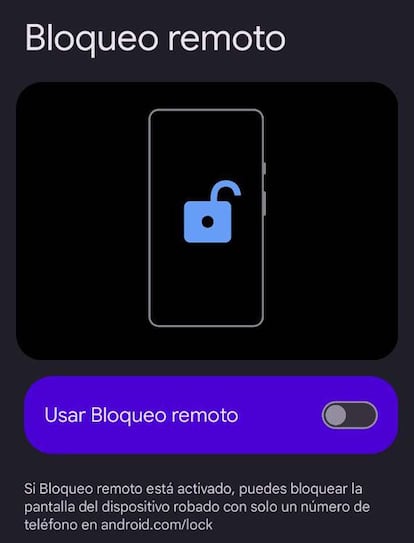 Función de Bloqueo remoto para Android