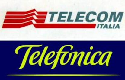 Fotografía sin fechar que muestra los logotipos de Telecom Italia y la compañía española Telefónica. EFE/Archivo