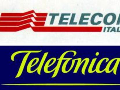 Fotografía sin fechar que muestra los logotipos de Telecom Italia y la compañía española Telefónica. EFE/Archivo