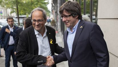 Quim Torra y Carles Puigdemont en Bruselas el pasado miércoles.