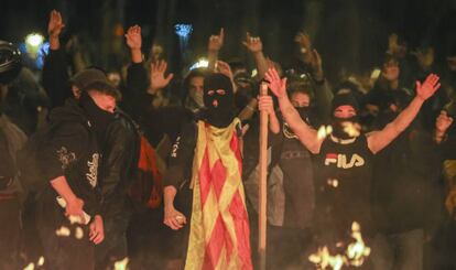 Manifestación independentista, este miércoles en Barcelona.