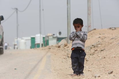 Un niño en el campo de refugiados de Zaatari, en Jordania, el pasado marzo.