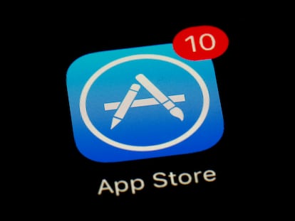 Apple's App Store icon is displayed on an iPad in Baltimore, March 19, 2018.