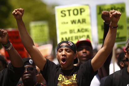 Manifestaci&oacute;n en Baltimore por la muerte de Freddie Gray. 