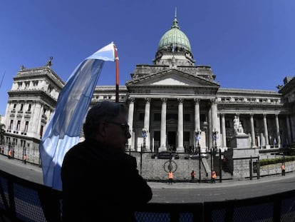 Frente del edificio del Congreso argentino, en Buenos Aires.