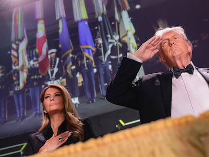 President Trump and his wife, Melania, at the Correspondents' Dinner in Washington this Saturday.