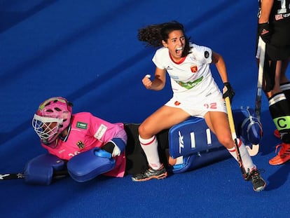 Carmen Cano celebra el gol que decició el España-Alemania.