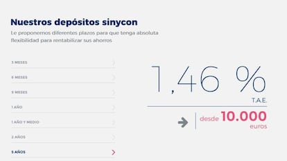 Oferta de depósitos de EBN Banco que ha decidido eliminar "temporalmente".