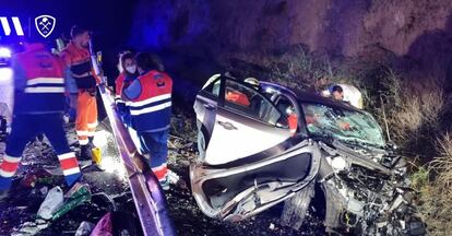 Estado en que quedó uno de los coches involucrados en el siniestro de Málaga.