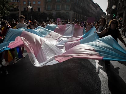 Marcha con la bandera trans en Mallorca, el pasado 28 de junio.