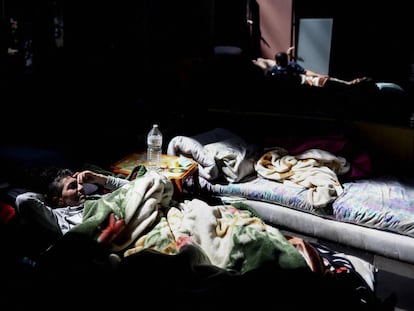 Un migrante en huelga de hambre en la Iglesia San Juan Bautista, este miércoles.