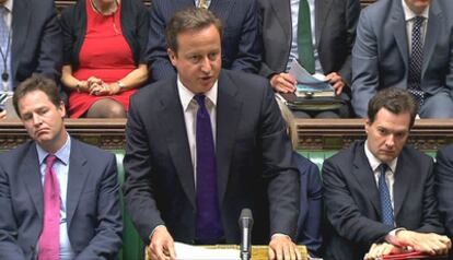El primer ministro David Cameron, durante su intervención en el Parlamento.