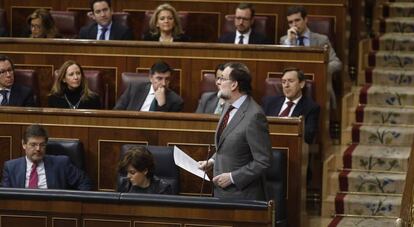 El presidente del Gobierno, Mariano Rajoy, en el Congreso