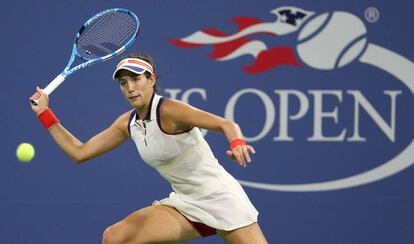 Muguruza, durante el encuentro con Ying-Ying Duan.