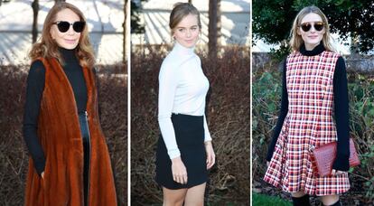 De izquierda a derecha: la veterana actriz Marisa Berenson; la ex del príncipe Enrique, Cressida Bonas, y la 'it girl Olivia Palermo, en el desfile de Christian Dior.