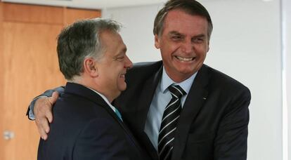 Jair Bolsonaro e o ultradireitista húngaro Viktor Orban.