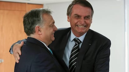 Jair Bolsonaro e o ultradireitista húngaro Viktor Orban.