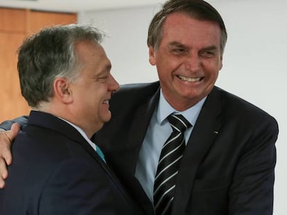 Bolsonaro e o ultradireitista húngaro Viktor Orban.