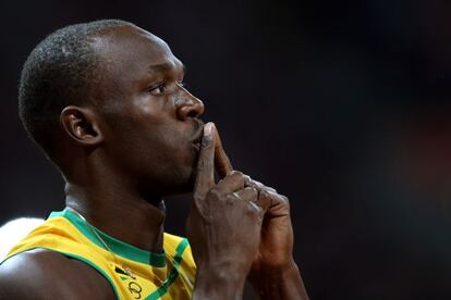Usain Bolt tras ganar la carrera de 100 metros