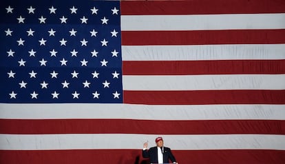 El candidato republicano a la presidencia de los Estados Unidos, Donald Trump durante un mitin en Boca Ratón (Florida).