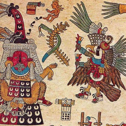 Imagen de un ave guerrera del Códice Borbónico.
