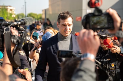 David Sánchez, hermano del presidente del Gobierno, tras declarar el pasado 25 de abril en los juzgados de Badajoz.