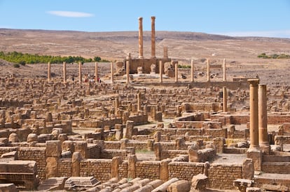 Las ruinas de la ciudad romana de Timgad, en Argelia.