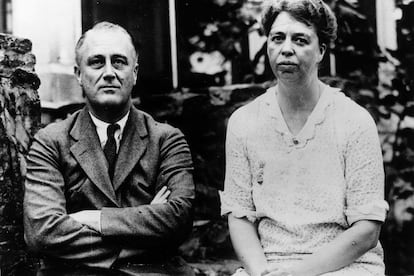 Eleanor y Franklin Roosevelt. El presidente número 32 de los Estados Unidos y la primera dama e impulsora de la Declaración Universal de los Derechos Humanos.