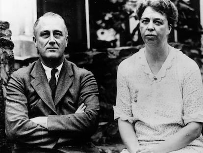 Eleanor y Franklin Roosevelt. El presidente número 32 de los Estados Unidos y la primera dama e impulsora de la Declaración Universal de los Derechos Humanos.