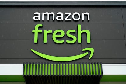 An Amazon Fresh grocery store stands in Warrington, Pa., on Feb. 4, 2022.