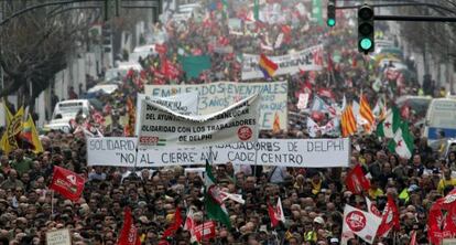Manifestación de los trabajadores de Delphi.
