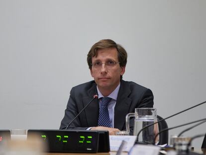José Luis Martínez-Almeida, este lunes en la última sesión de la comisión de investigación sobre el supuesto espionaje a Isabel Díaz Ayuso.