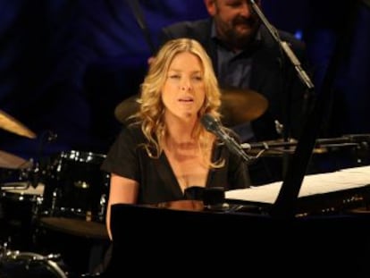 La cantante Diana Krall en una actuación en el Festival de Jazz de San Sebastián de 2008.