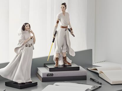 La princesa Leia y Rey, en porcelana, hechas por Lladró.