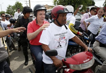 El presidente Santos este sábado en un acto electoral.