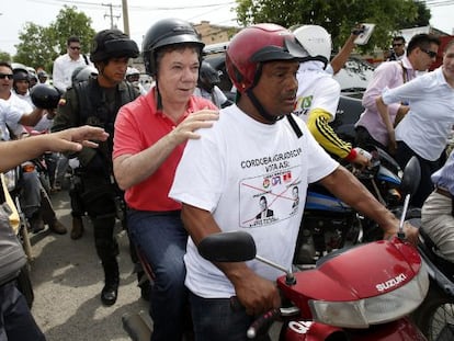 El presidente Santos este sábado en un acto electoral.