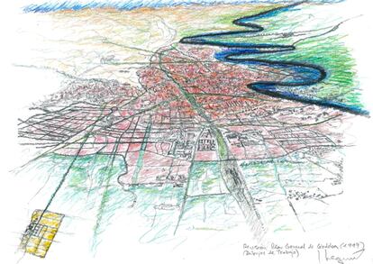 Dibujo del Plan General de Córdoba, elaborado por el arquitecto Seguí en 1997.