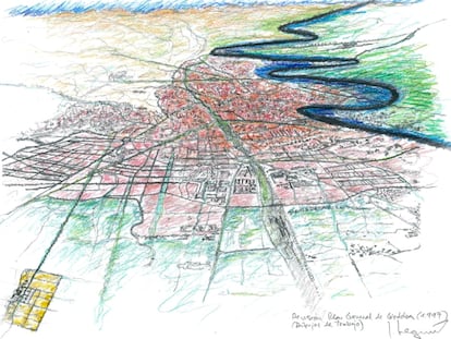 Dibujo del Plan General de Córdoba, elaborado por el arquitecto Seguí en 1997.