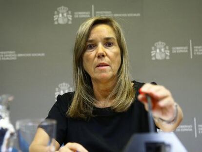 La ministra Ana Mato, durante su rueda de prensa del lunes sobre el ébola.