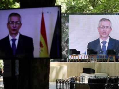 El gobernador del Banco de España, Pablo Hernández de Cos, en el Congreso DigitalES Summit 2021.