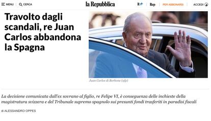 No solo en España se destacan las diferentes visiones sobre la Monarquía en el seno del Gobierno de coalición. El diario milanés ‘La Repubblica' recoge las críticas de algunos miembros del Ejecutivo, como Irene Montero y Pablo Iglesias, que se han referido a la decisión de Juan Carlos I como a una “huida”.