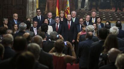 El presidente de la Comunidad Valenciana, Alberto Fabra, junto a los reconocidos con las altas distinciones de la Generalitat.