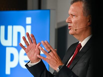 El consejero delegado de la energética alemana Uniper, Klaus-Dieter Maubach, este viernes durante una rueda de prensa en la sede de la compañía en Düsseldorf.