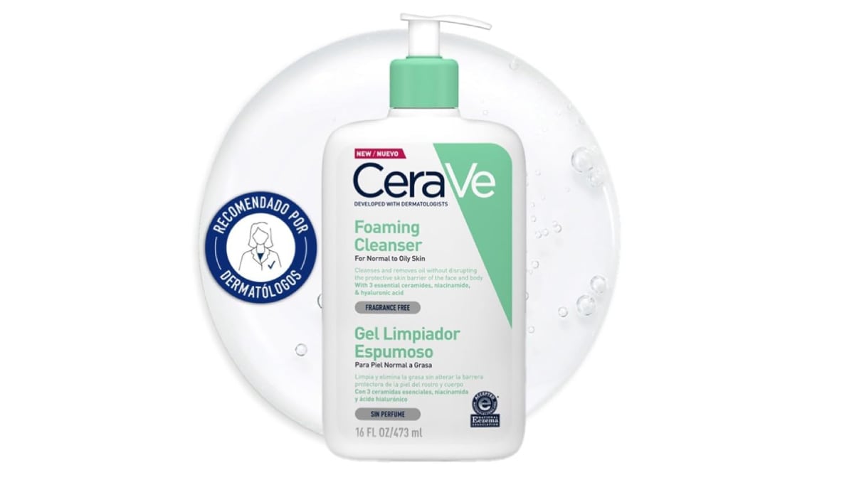 Gel limpiador de CeraVe para pieles normales a grasas.