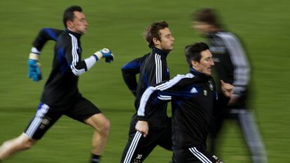 Los jugadores del Anderlecht se entrenan en Málaga.