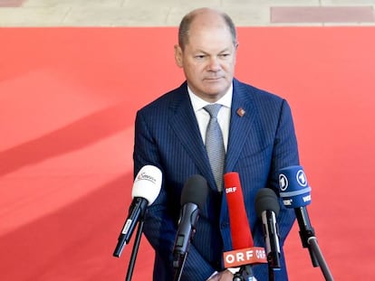 El ministro de Finanzas alemán, Olaf Scholz, antes del Eurogrupo.