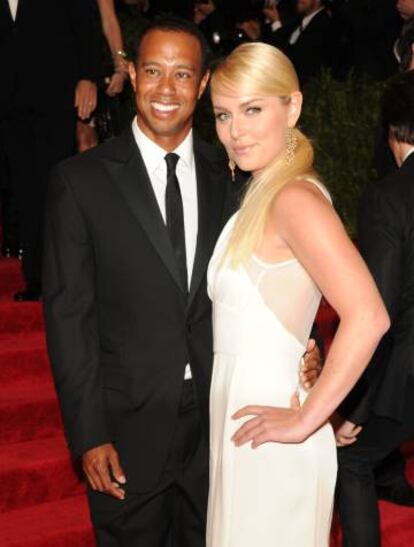 Lindsey Vonn y Tiger Woods, en una gala.