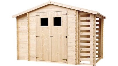 Comprar casas prefabricadas resulta más económico si son de madera: la de la imagen incluye un espacio de trastero.